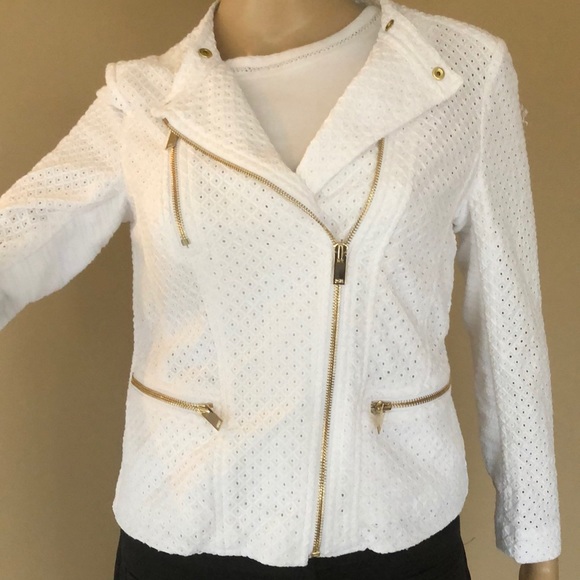 Ann Taylor Jackets & Blazers - Ann Taylor white moto eyelet jacket